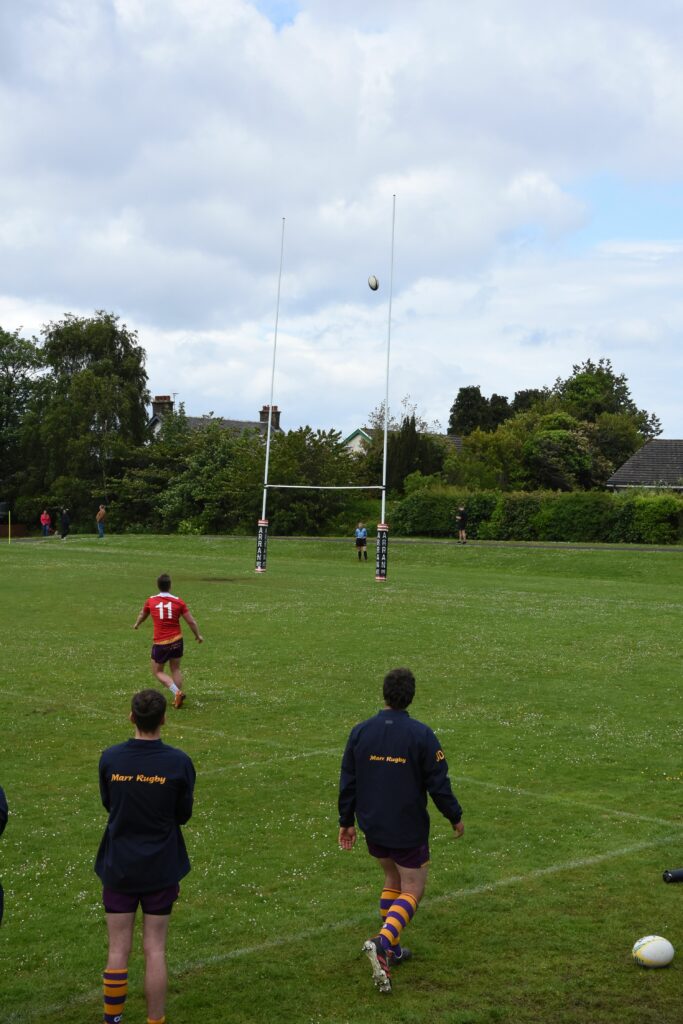 Kilmarnock go for a conversion in the final against Glasgow Accies.