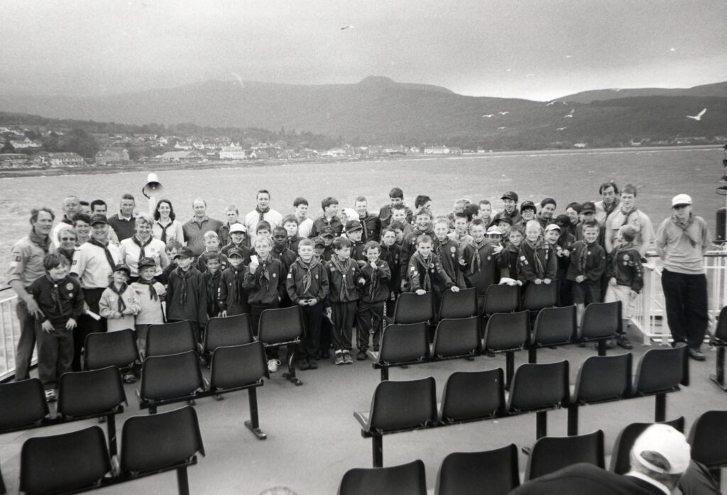A mass exodus of 69 cubs and scouts departed on the MV Caledonian Isles to attend the Ayrshire Area Camp at Ladykirk near Monkton. The event attracted over 800 scouts and was attended by the Chief Scout and Scottish Commissioner.
