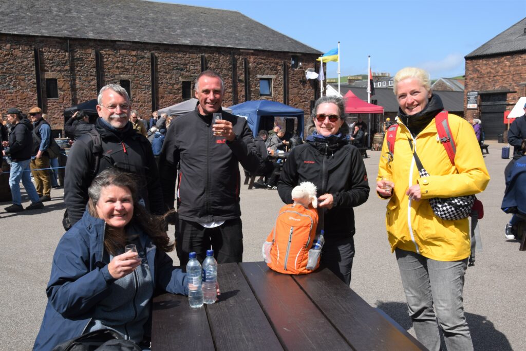 From left: Susan Bell, Kai Loos, Colin Bell, Petra Rickers and Iris Buchwald. English husband and wife Susan and Colin first met German couple Kai and Petra at Islay's whisky festival in 2013. All four met Iris, also from Germany, at Campbeltown Malts Festival in 2019. The friends keep in touch and arrange to meet at Campbeltown Malts Festival every year through a WhatsApp group.