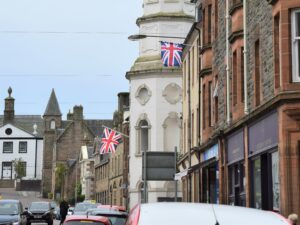 Union Flags flew on Campbeltown’s Main Street in honour of the Queen’s Platinum Jubilee.