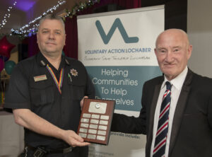  Board/Committee member of the Year Award Roddy Forbes presented with his award by SFRS Station Commander, Colin Robb. Photograph: Iain Ferguson, alba.photos NO F23 Voscar Board_Committee award
