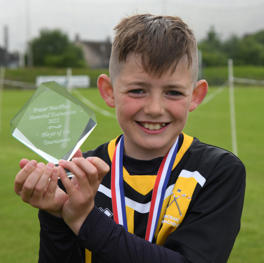 Donald MacLeod, of Kincraig was awarded Player of  the Tournament in the P5 and Under category.  Photograph: Iain Ferguson. alba.photos.