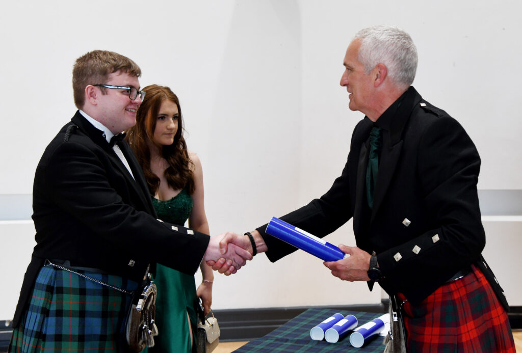 Pupils received their certificates of graduation in the main hall. Photograph: Iain Ferguson, alba.photos