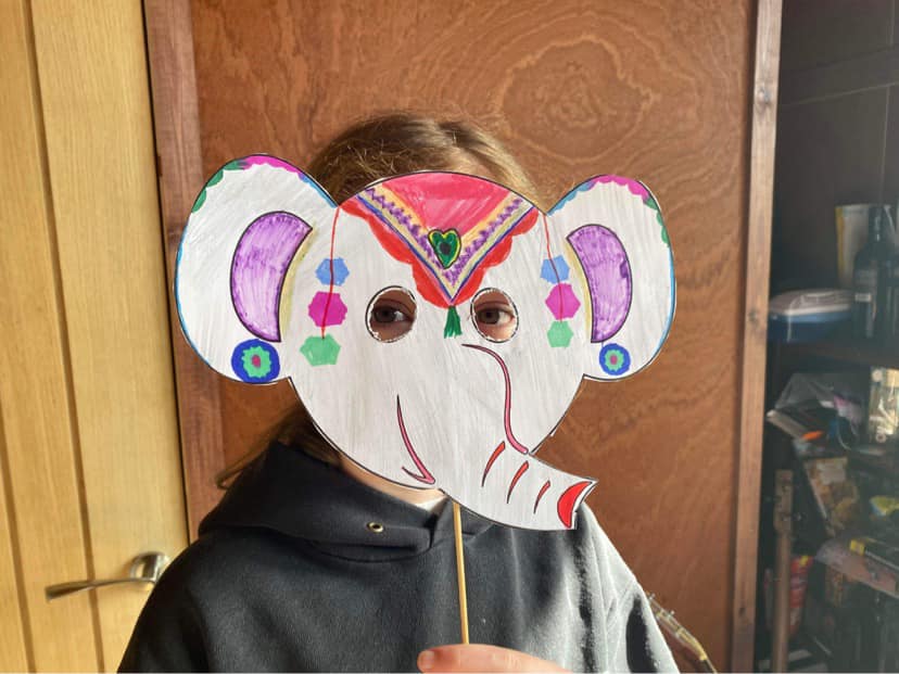 Mia Engebretson with her very artistic and detailed elephant.