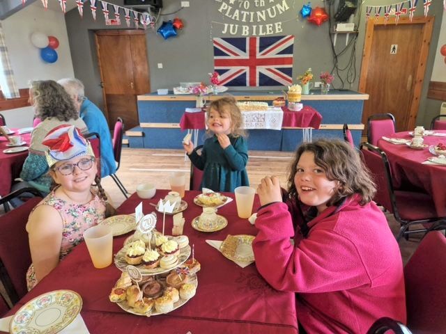 Children, from left, enjoying Gigha's celebration: Brogan Bannatyne, Maisie Teale and Martha Teale.