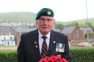 Former Royal Marine Bob Priest laid a wreath at the foot of Campbeltown War Memorial last Saturday, marking 40 years since the end of the Falklands War.