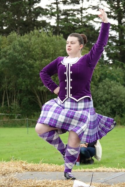 Connie MacLennan impresses the judges with her skills in the Highland Dancing competition.

NO F30 West Ardnamurchan Show Connie MacLennan demonstrating her dancing skills