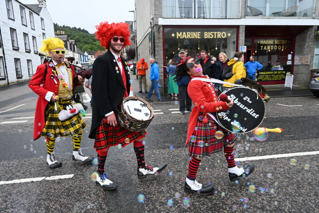 The Absurdist Pipe band entertained at Tarbert Seafood Festival.