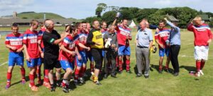 Andy 'The Goalie' Goram, centre, in yellow, regularly supported Campbeltown Loyal Rangers Supporters Club charity events.