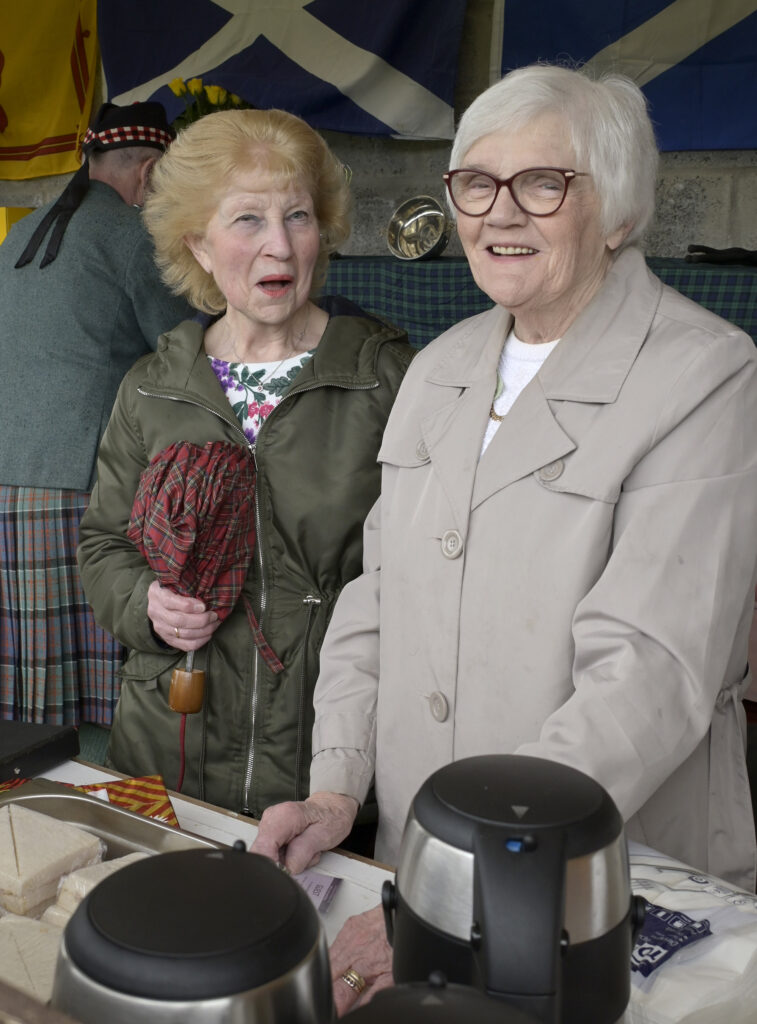 Carole Sage (left) and Marigold MacLennan who have been providing tea and sandwiches to officials since the games were re-started several decades ago.   Photograph: Iain Ferguson, alba.photos.