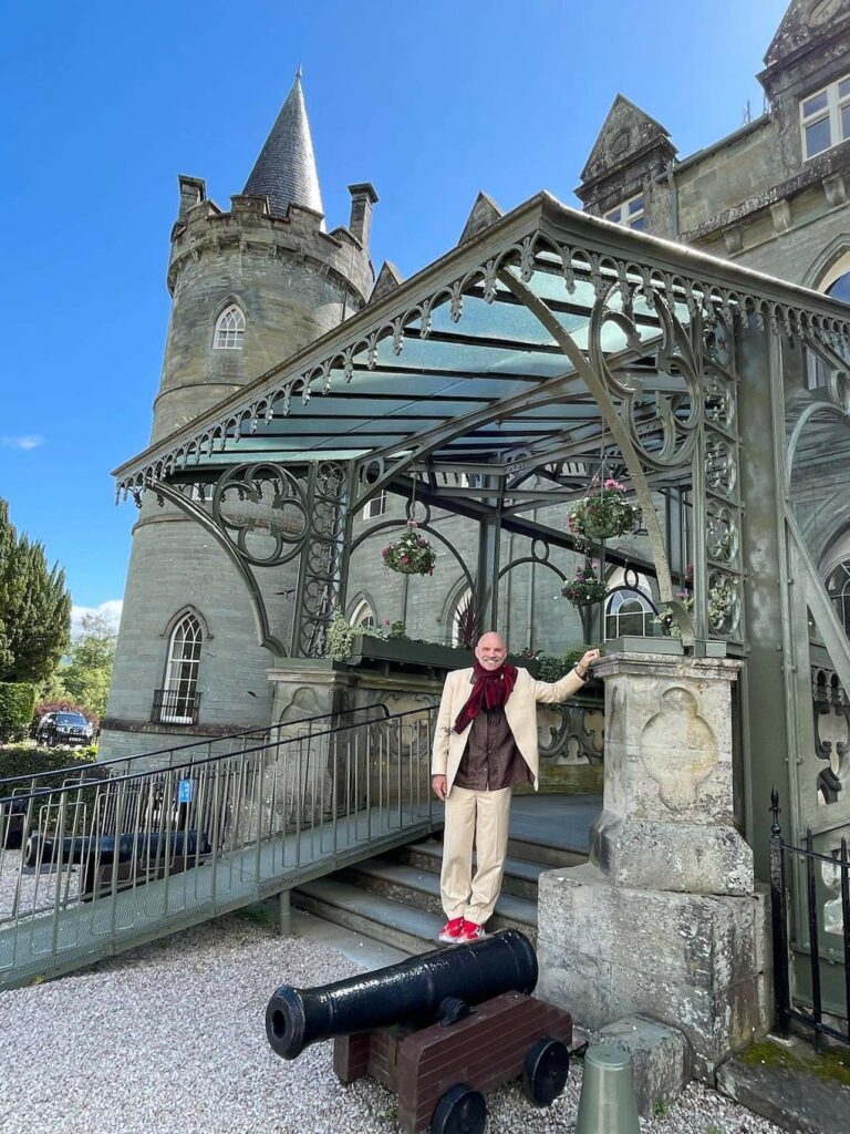Patrick Kilpatrick visited Inveraray Castle while on shoot, and afterwards plans to tour Scotland, his ancestral homeland, with his wife Heidi.