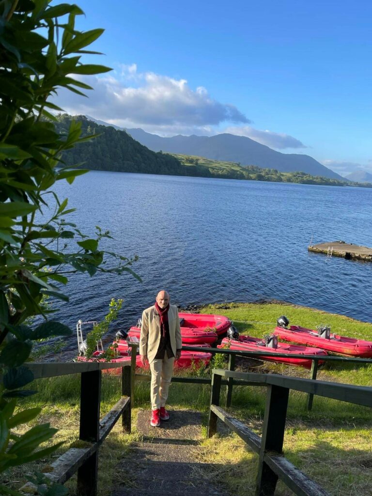 Mission Impossible actor Patrick Kilpatrick at the Portsonachan Hotel marina, taking a break from action films to star in a comedy about the Loch Ness monster, set in part by Loch Awe.