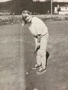 1997: Top golfer Laura McGeachy has been at it again, this time at the Scottish Girls Under-18 Championships. Taking place over four days at Dunfermline Golf Club, Laura did exceptionally well, progressing to the second round, coming 14th after the first two qualifying rounds in which 30 got to go through. However, although turning in the lowest net score for the qualifying round, she lost the last hole in the stage, 167-24 = 143. Nevertheless, it was an excellent performance from this up-and-coming young player.
