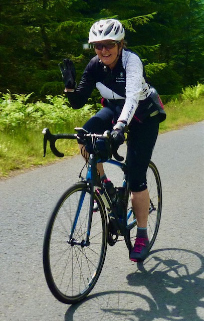 Sue Berry in her Arran Belles cycling gear.
