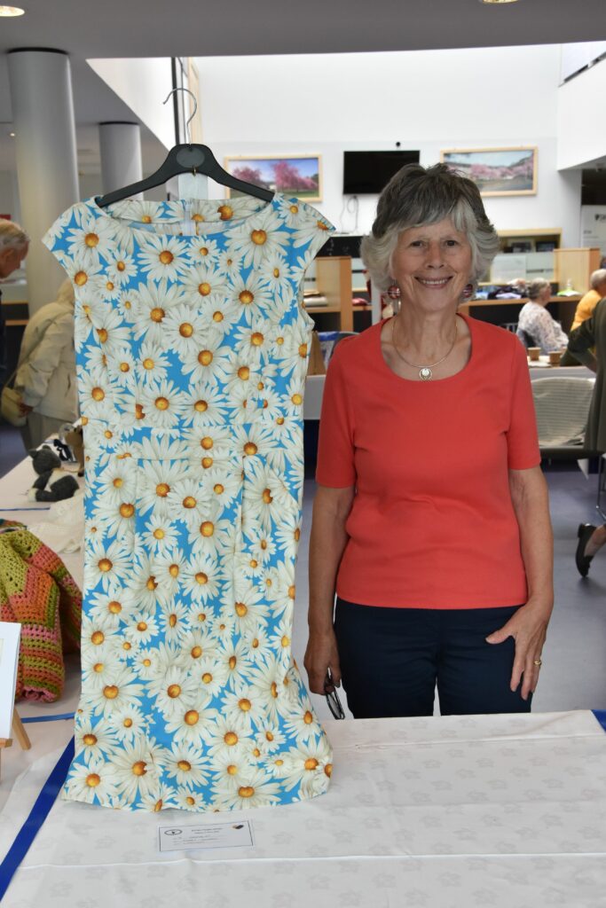 Mary Adams of the Lamlash institute with her brightly coloured dress.