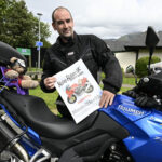 Raymond Aitchison prepares to take Robbie the Bear from Fort William to The Kelpies near Falkirk to raise funds for the Mental Health UK charity. Photograph: Iain Ferguson, alba.photos NO F28 Charity motorcycle relay