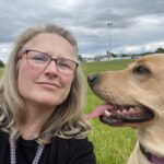 Former Kinlochleven campus head teacher, Rebecca Machin, pictured with her dog, Honey, on her last lunchbreak at Invergordon Academy before retiring from a long teaching career. NO F28 Rebecca 01