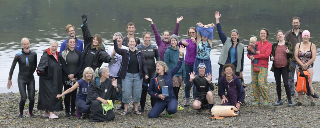 The group of Saturday morning swimmers who enjoyed a dip in Loch Linnhe to mark World Blue Mind Day. Photograph: Iain Ferguson, alba.photos NO-F30-Saturday-Swimmers-01