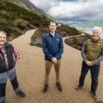 From left, Mark Hedderwick of HiTrak Ltd, Andrew Smith of SSE Renewables and Phil Thompson of Phil Thompson Ltd on the new Great Glen Way path. PhotograpH: SSE. NO-F31-SSE-Great-Glen-Way-2