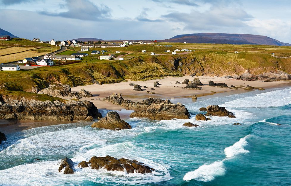 Scotland's North Coast 500 route attractions. Sango Bay beach at Durness one of Scotland's stunning North Atlantic beaches
