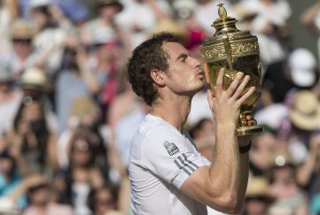 Andy Murray winning the Wimbledon Tennis Championships for the Men's Singles final in 2013.