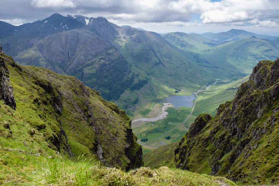 The pass of Glencoe from the Aonach Eagach Ridge 