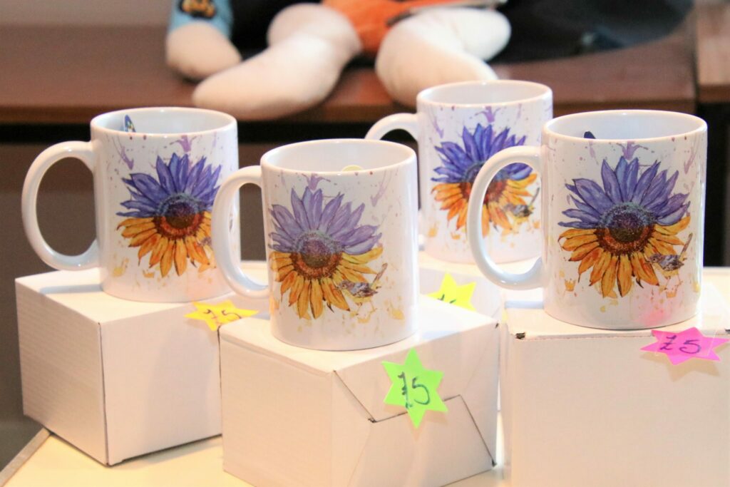 The star products were mugs featuring Ukrainian sunflowers.