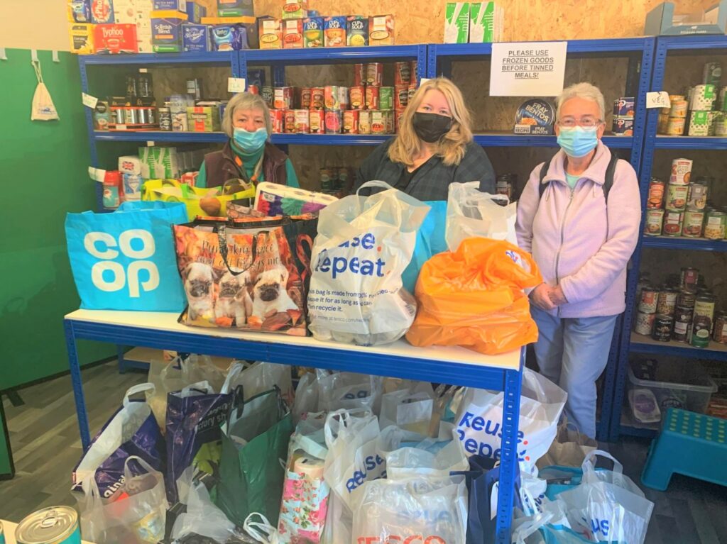 Mhairi Hendrie from Campbeltown Picture House, centre, dropping off a delivery of donated items to Mary Anne Stewart, left, and Mhairi Reid, right, at Kintyre Food Bank.