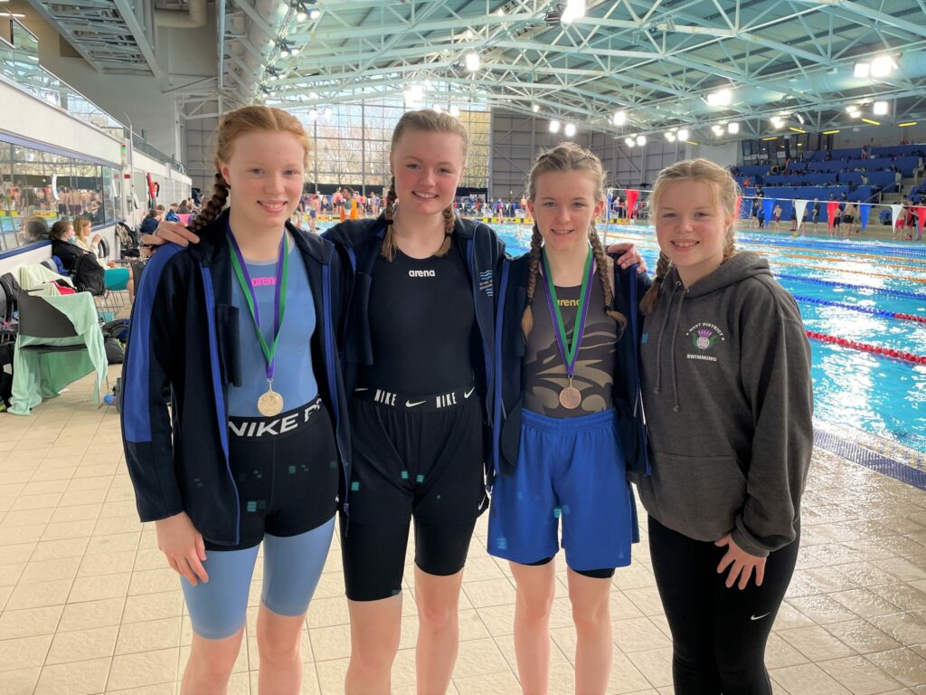 From left: Emma Millar, Evie Judge, Niamh Quinn and Hannah Millar have qualified for the Scottish National Age Group Swimming Championships.