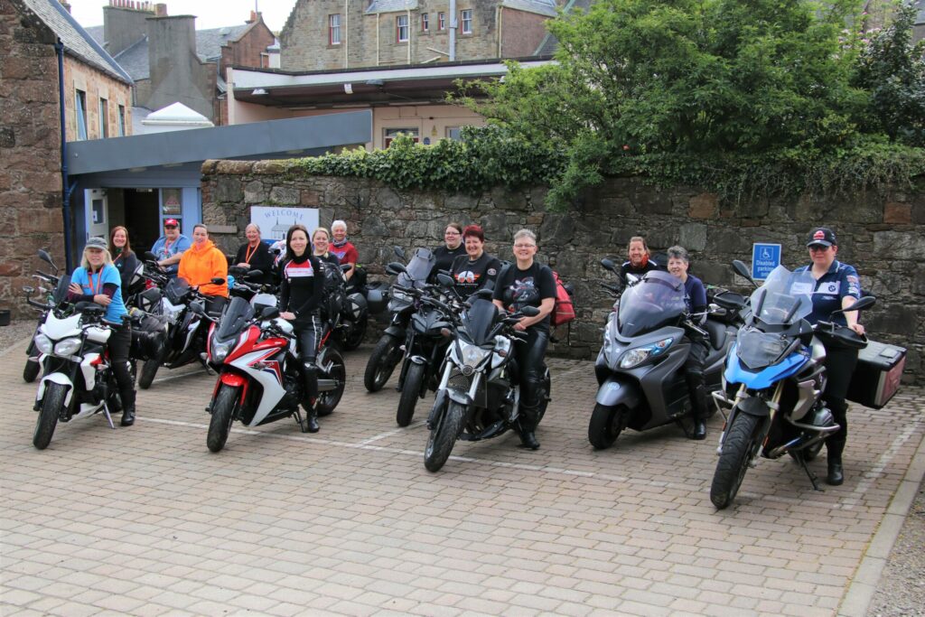 Lady bikers roar into town during Scotland tour