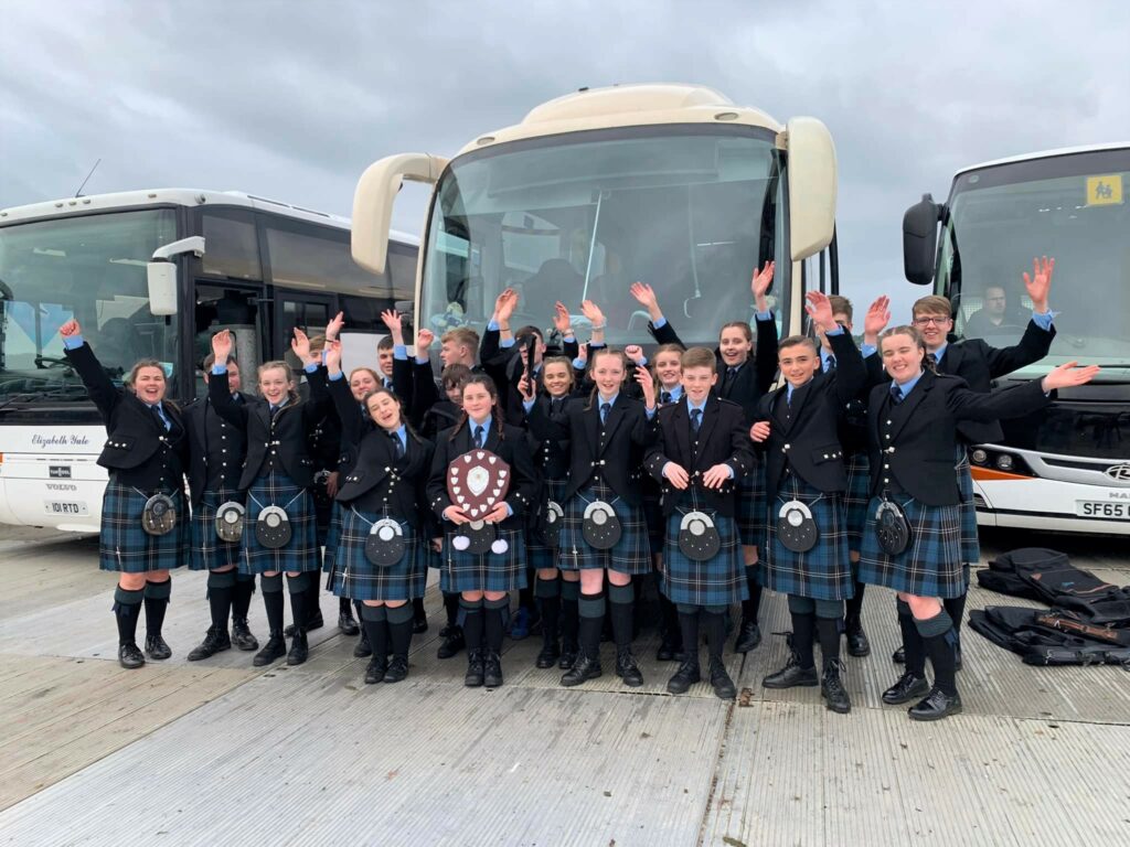 Kintyre Schools Pipe Band placed fourth place and won the New Forrest Shield at the British Pipe Band Championships. Photograph: Fiona Watson.