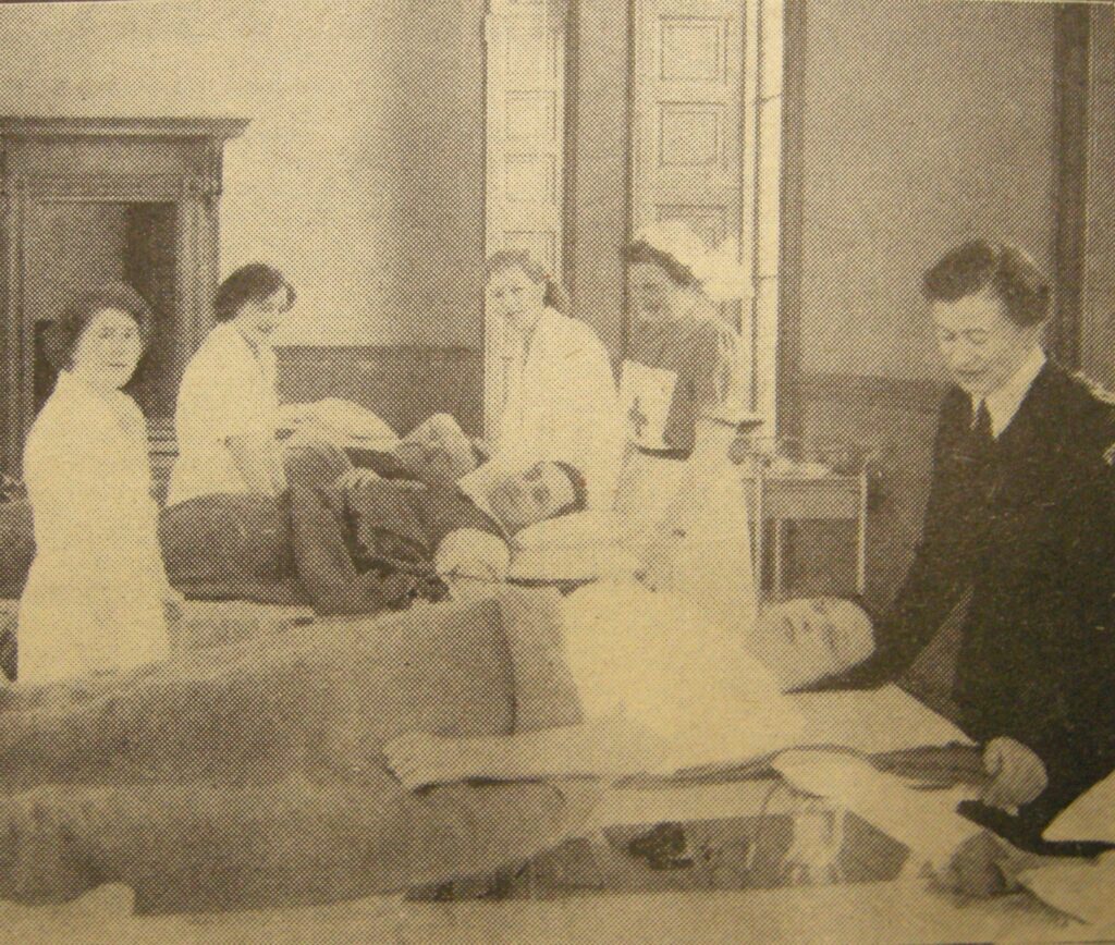 In 1952: During the visit of the Blood Transfusion Unit to Campbeltown Town Hall, Mrs Lewis, honorary secretary of the Kintyre division of the Red Cross, is seen with ventricular assist devices and blood donors. The blood transfusion service sent the following telegram to Mrs Lewis: ‘Congratulations upon the very excellent response and deep appreciation of your hard work.’