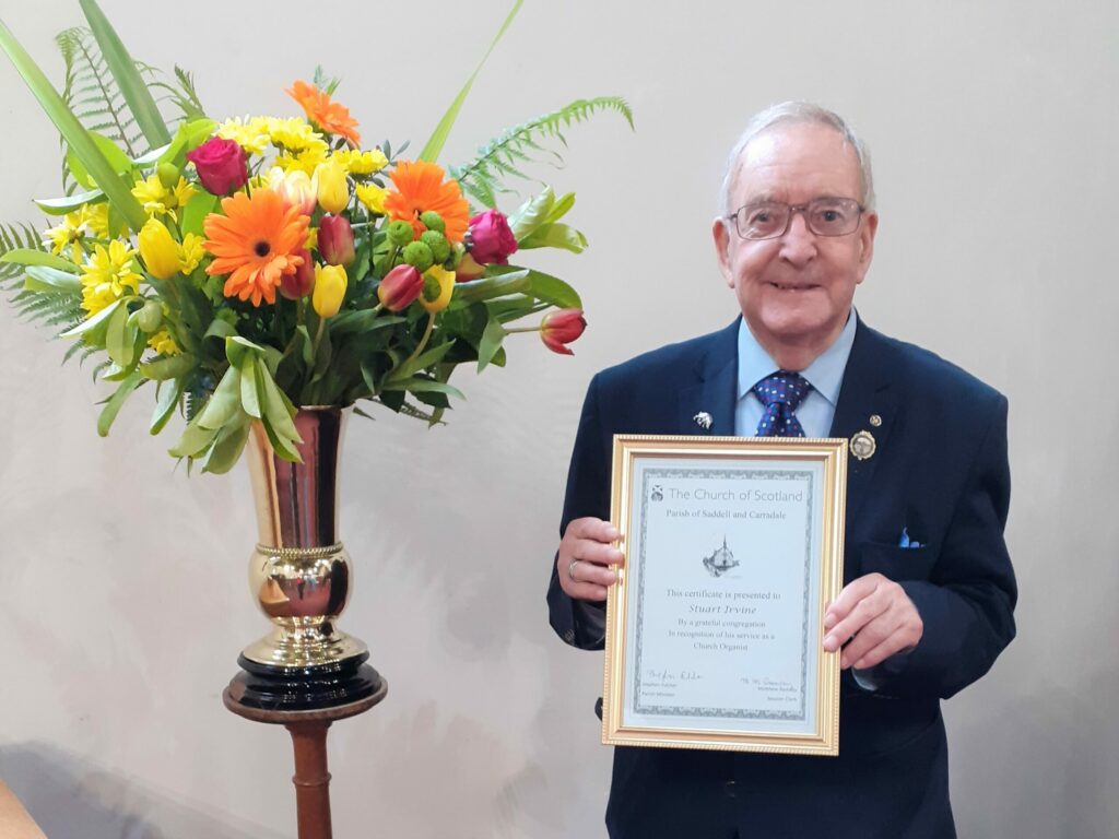 Church organist honoured after years of dedicated service