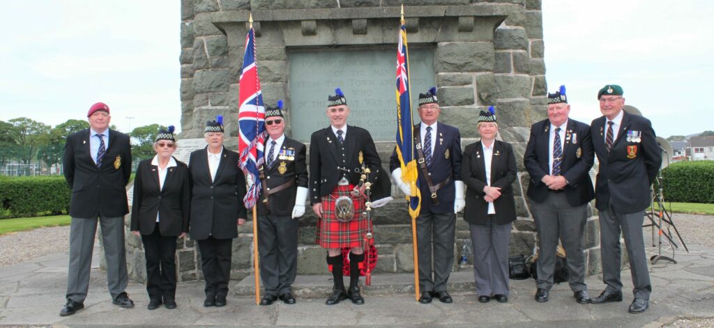 Former Royal Marine and Falklands War veteran Bob Priest, right, with members of the Campbeltown branch of the Royal British Legion Scotland, at Saturday's memorial service.
