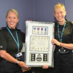 Chief Superintendent Lynn Ratcliff, left, presenting Chief Inspector Marlene Baillie with one of her retirement gifts.