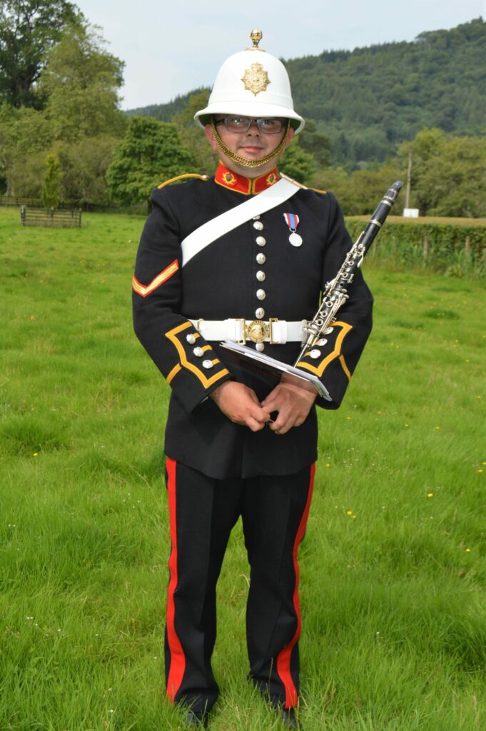 Lance Corporal Frank Rochford of HM Royal Marines Band Scotland, from Campbeltown.