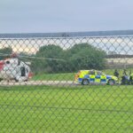 Armed police officers were landed at the town's helipad last Thursday afternoon by the HM Coastguard Helicopter Rescue R199 from Prestwick.