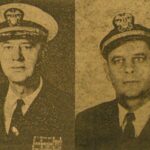 1972: Retiring Commander James D Bradfield, left, and Lieutenant Commander Hal R Halenza, who assumed command of the US Naval base at Machrihanish.