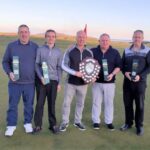 Dunaverty Golf Club captain Donald Brown (Southend), centre, with the winners, from left: Kenny Cameron, Scott Cameron, Ross Sinclair and Roddy MacDonald.