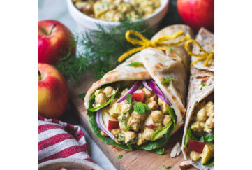 Rolled up naan with chickpeas and apple
