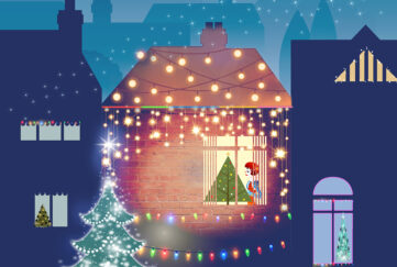 A Christmas house scene at night Illustration: Mandy Dixon