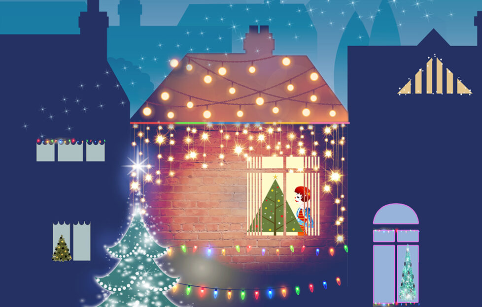 A Christmas house scene at night Illustration: Mandy Dixon