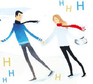 A couple at Christmas Illustration: Celine Wong