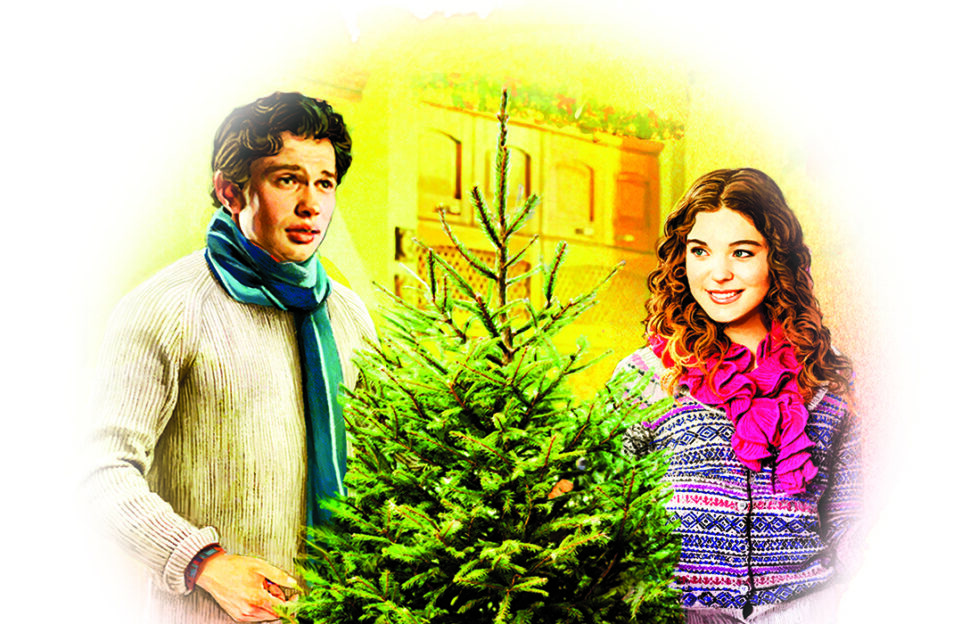 A man and woman beside a real Christmas Tree Illustration: Andre Leonard
