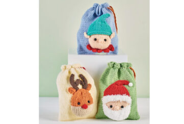 Three knitted gift bags for Christmas