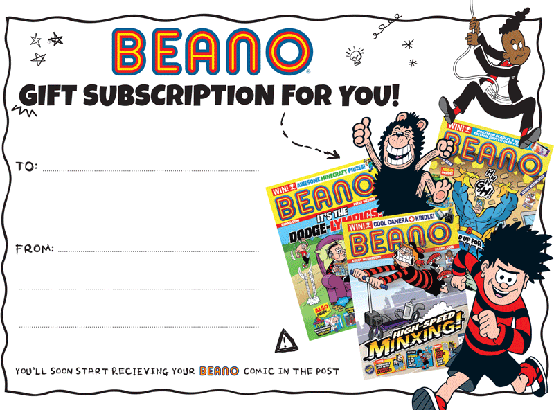 Beano gift certificate