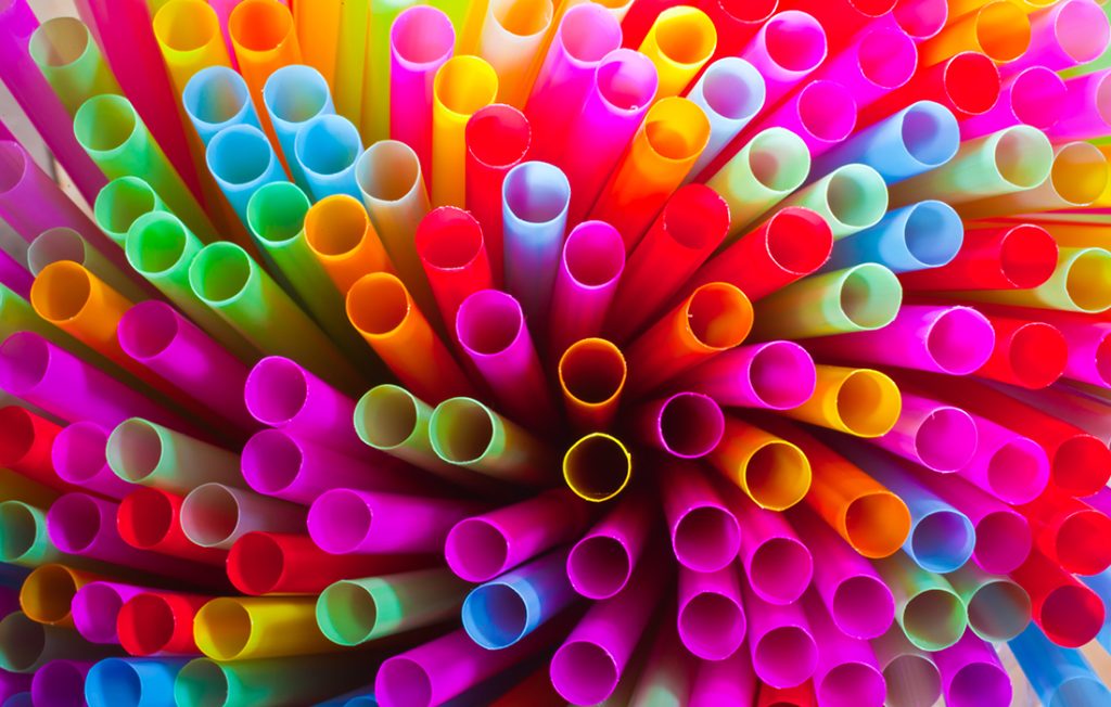 Colourful drinking straws
