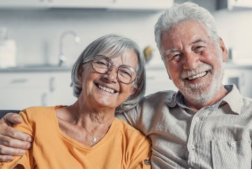 A happy and health older couple at home