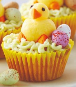 Close up of Easter cupcakes