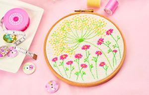 Floral embroidery for mindfulness crafts piece